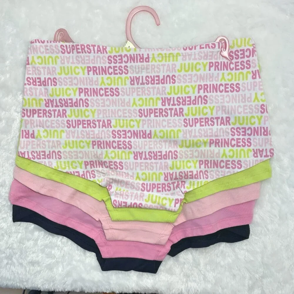 Juicy Couture Black, Pink, Green Hipster Cotton Panty 5 Piece Set Size XL NWT - Picture 3 of 10